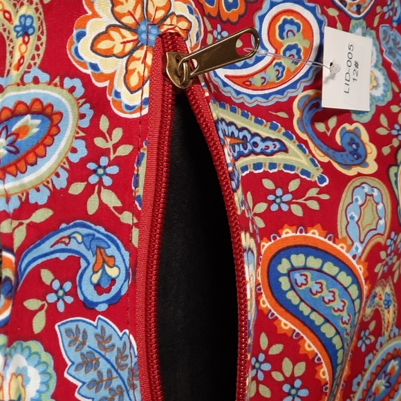 Crossbody Purse Bag Tote Red Blue Green Paisley Lightweight Cotton - Picture 4 of 9